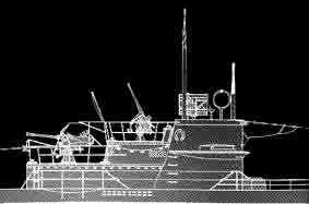 Turm eines VIIC-Bootes (U-995)(16kb) Originalzeichnung von Eckhard Wetzel aus "U-995 - Das U-Boot vor dem Marine-Ehrenmal in Laboe", Karl Müller-Verlag, 1996 gefunden bei: www.cshost.com/~greywolf
